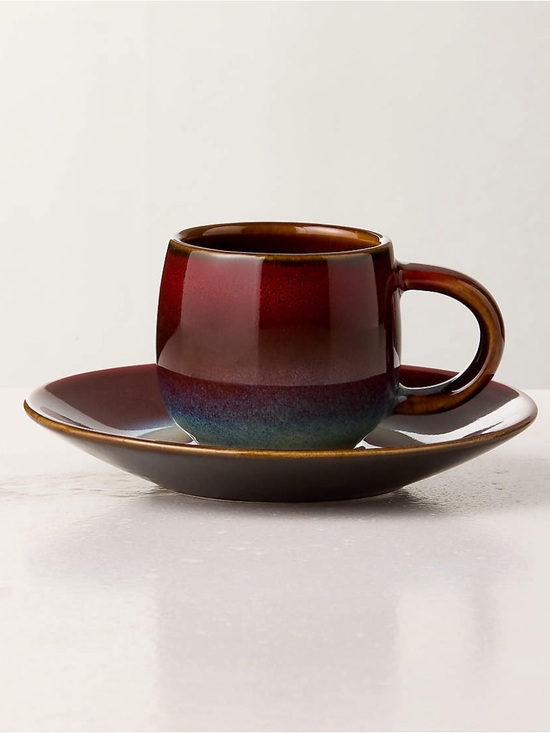 CB2 Other - New! CB2 x Ryuichi Kozeki Burgundy& Blue glazed Espresso Cup&Saucer Set -2pcs
